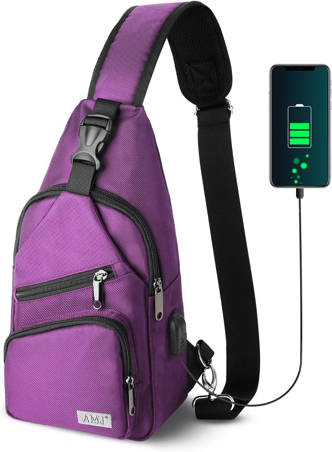 AMJ Crossbody Sling Bag Men Women, Casual Shoulder Backpack, Chest Daypack Satchel for Hiking Travel