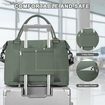 Travel Duffel Bag, Sports Tote Gym Bag, Shoulder Weekender Overnight Bag for Women