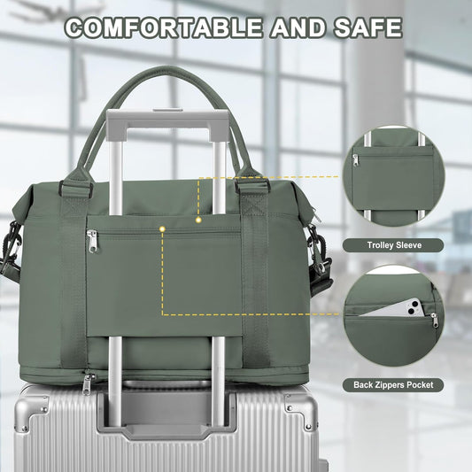 Travel Duffel Bag, Sports Tote Gym Bag, Shoulder Weekender Overnight Bag for Women