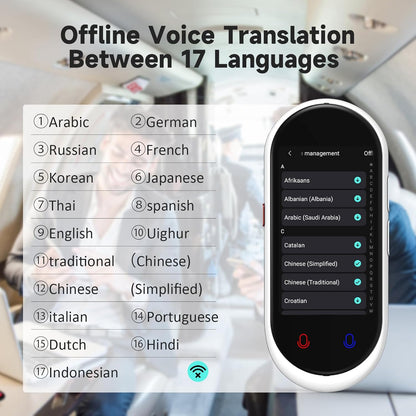 Language Translator Device, Portable Translator No WiFi Needed, Offline Voice Photo Translation, 137 Languages Supported, High Accuracy Translator Device for Travel Business Learning (White)