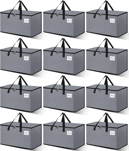 Heavy Duty Moving Bags - Extra Large Packing Bags and Storage Totes, Collapsible and Foldable Option for Moving and Storage, Grey, 125 L - 12 Pack