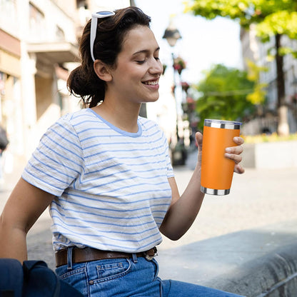 20oz Tumbler with Straw and Brush, Stainless Steel Vacuum Insulated tumbler, Double Wall Insulated Coffee Tumbler for Outdoor, Home, Travel,Office (Orange,1pcs)