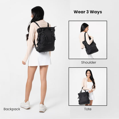 Sherpani Tempest, Anti Theft Convertible Backpack Tote, 14L Travel Backpack, Travel Gifts for Women, Handbags, RFID Protection, Metal Hardware, Fits 15” Laptop (No Sleeve) (Carbon)