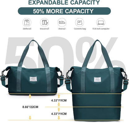 Travel Duffel Bag, Sports Tote Gym Bag, Shoulder Weekender Overnight Bag for Women