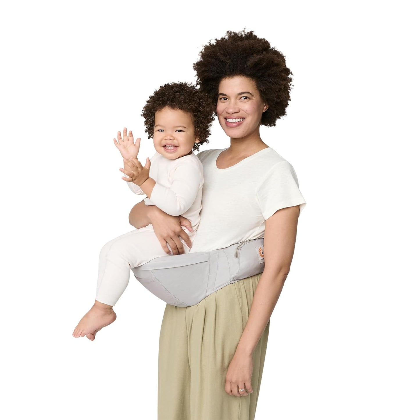 Ergobaby Lift Ergonomic Baby Hip Seat Carrier with Storage, Comfortable Wide Waistbelt and Lumbar Support (17lbs - 45lbs) - Anti-slip Toddler Carrier - Pearl Grey