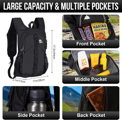 FUNANASUN 16L Ultra-Lightweight Foldable Waterproof Hiking Backpack For Women Men Small Backpack For Hiking Commuting Travel, Black