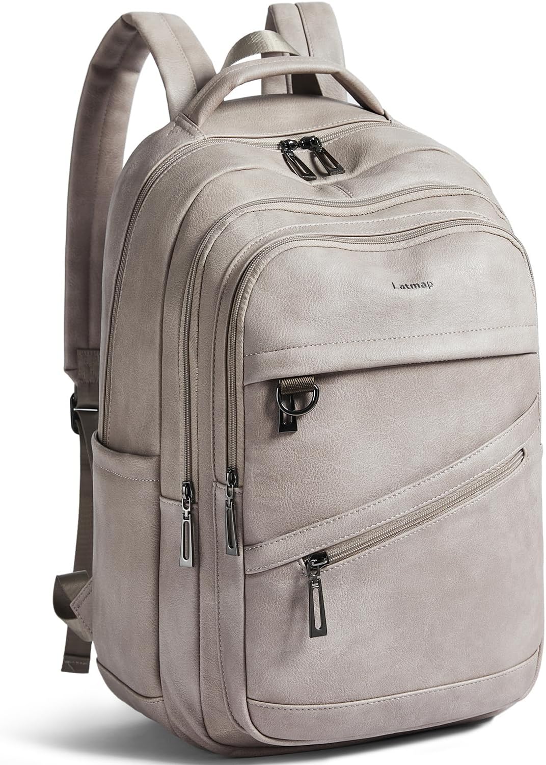 43L Backpack for Women Men - Vegan Leather Backpack Purse Travel Carry-on Bag College Bookbag Work fits 17" Laptop,Ash Gray Retro