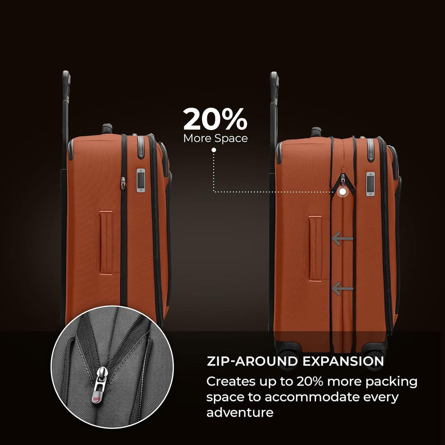 Briggs & Riley 26" Medium Expandable Spinner - Checked Luggage for Travel, Suitcases with Wheels, Softside Rolling Bag for Men & Women - ZDX Collection, Canyon