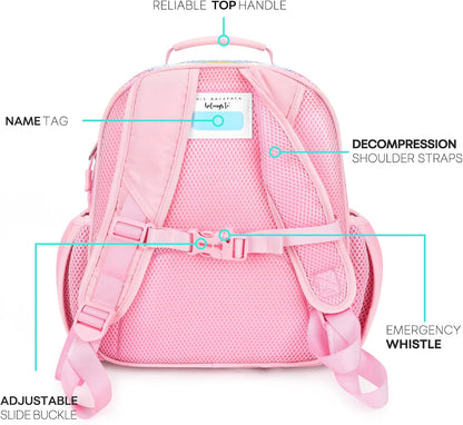 mibasies Toddler Backpack for Girls 2-4: Glitter Kids Backpacks for Girls - Preschool Kindergarten Backpack - Twill Pink