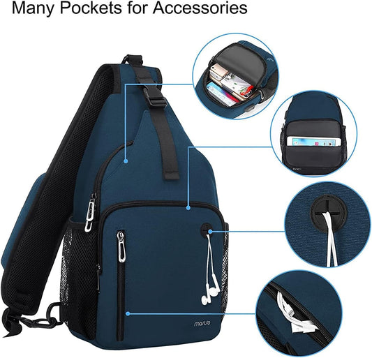 MOSISO Sling Backpack Bag, Crossbody Shoulder Bag Travel Hiking Daypack Chest Bag with Front Square Pocket&USB Charging Port