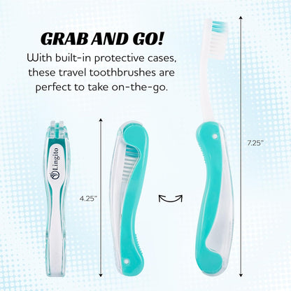 Lingito Mini Toothbrush with Cover, Folding Travel Size, Adults Kit (7 Pack Soft)