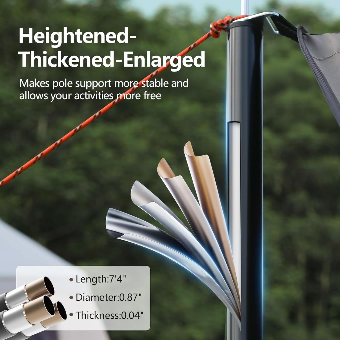 Camping Tarp with Poles & Retainer,15x12.5FT Large Waterproof 210D Oxford Cloth Camping Canopy, Anti-UV UPF100+ Tent Tarp Car Awning for Outdoor, Picnic, Hammock, Car, Backpacking (Khaki-Black)