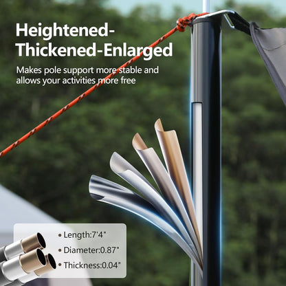 Camping Tarp with Poles & Retainer,15x12.5FT Large Waterproof 210D Oxford Cloth Camping Canopy, Anti-UV UPF100+ Tent Tarp Car Awning for Outdoor, Picnic, Hammock, Car, Backpacking (Khaki-Black)