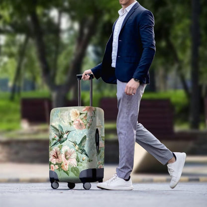 Hummingbird Luggage Cover for Women Travel Luggage Covers for Suitcase Elastic Spandex Suitcase Covers Protector with Zipper Flower Suitcase Covers for Luggage Fit 30-32 Inch