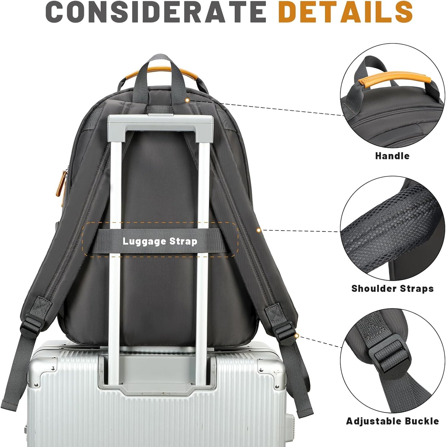 mygreen Stylish and Multifunctional Women's Laptop Backpack - The Perfect Blend of Elegance and Practicality Dark Grey