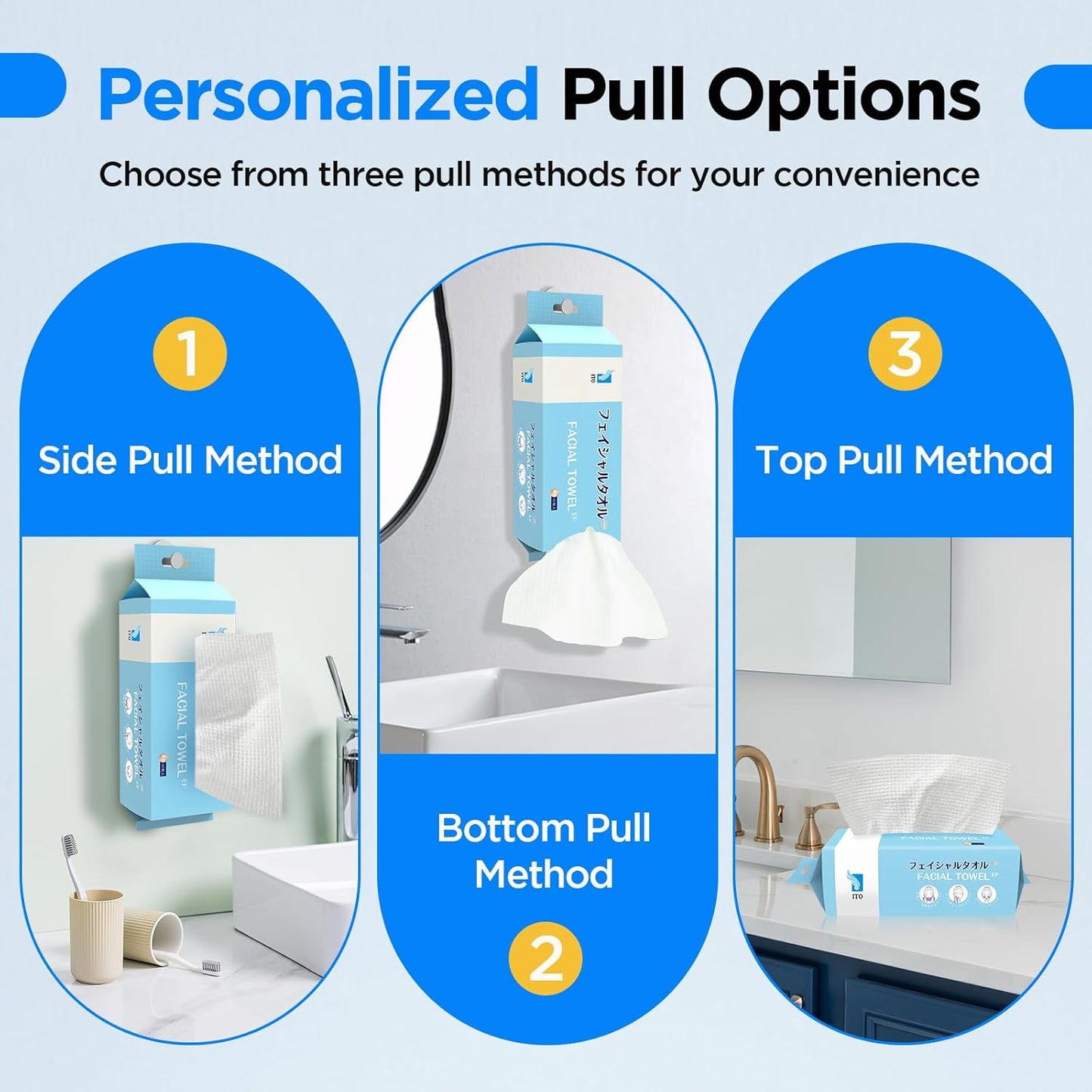 ITO Disposable Face Towel, Ultra-Soft 1-Second Quick-Dry Face Towels, Gentle for Sensitive Dry Oily Skin, Facial Towels for Daily Cleansing Makeup Removal (180 Count EF Texture)