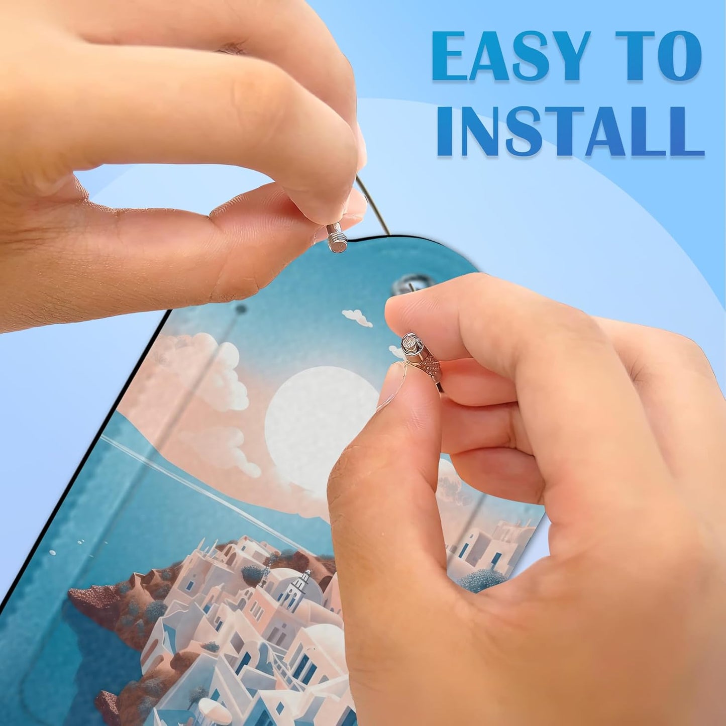 Greek Island Sunset Landscape On The Sea Luggage Tags for Suitcases, 2 Pack Cute PU Leather Suitcase Tag Identifiers with Address Card for Baggage Tag