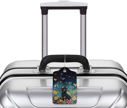 2 Pack Luggage Tag for Suitcase, Cute Unique Leather Suitcase Tags Identifiers with Privacy Name Address Labels & Durable Steel Loop for Women Men Travel