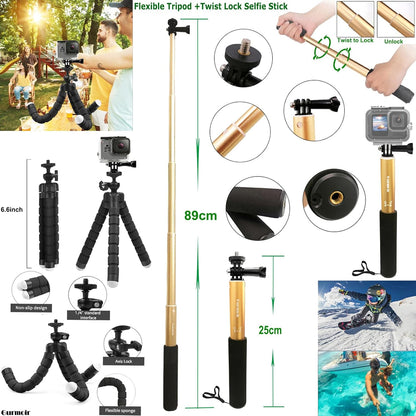 Gurmoir Accessory Kit with Waterproof Case for Go Pro Hero 13 12 11 10 9 Black. Underwater Diving Housing Floating Hand Grip Screen Protector Bundle Pack for GoPro 13 12 11 10 9 Camera(DT13)