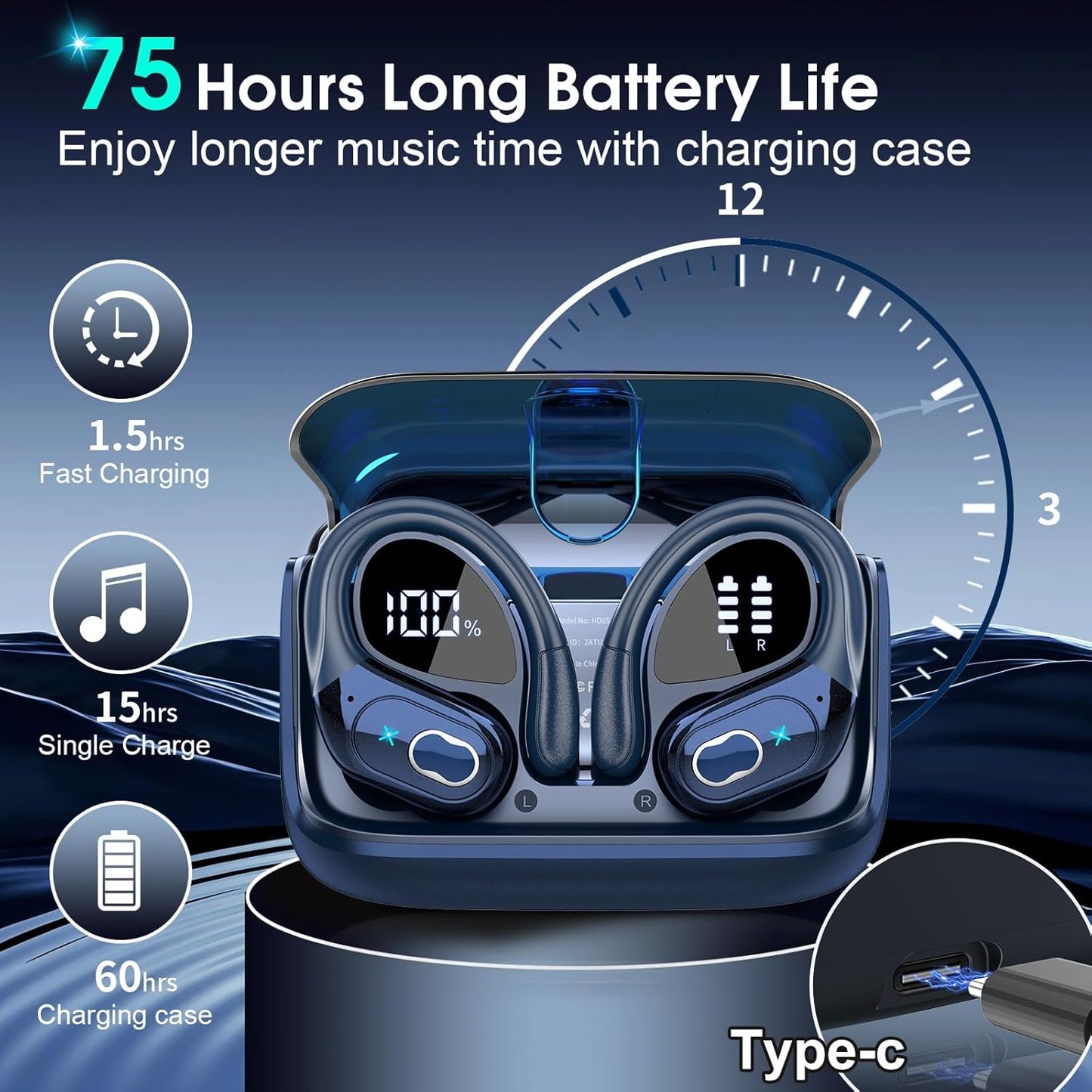 AI Translation Earbuds Real Time, 164 Language Translator Earbud 3-in-1 Bluetooth 5.4 Translator Earbuds with 6 Translation Modes, 75H Translators Headphones with APP for Travel Business, Blue