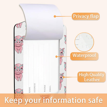 2 Pcs Luggage Tags for Suitcase,Cute Pig with Heart Luggage Tag Name Id Labels with Privacy Cover for Travel Backpack Women Men