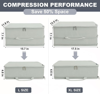 Extra Large Compression Packing Cubes for Travel Essentials, 2 Set Expandable Travel Cubes for Packing Bags Suitcase Organizer, Grey