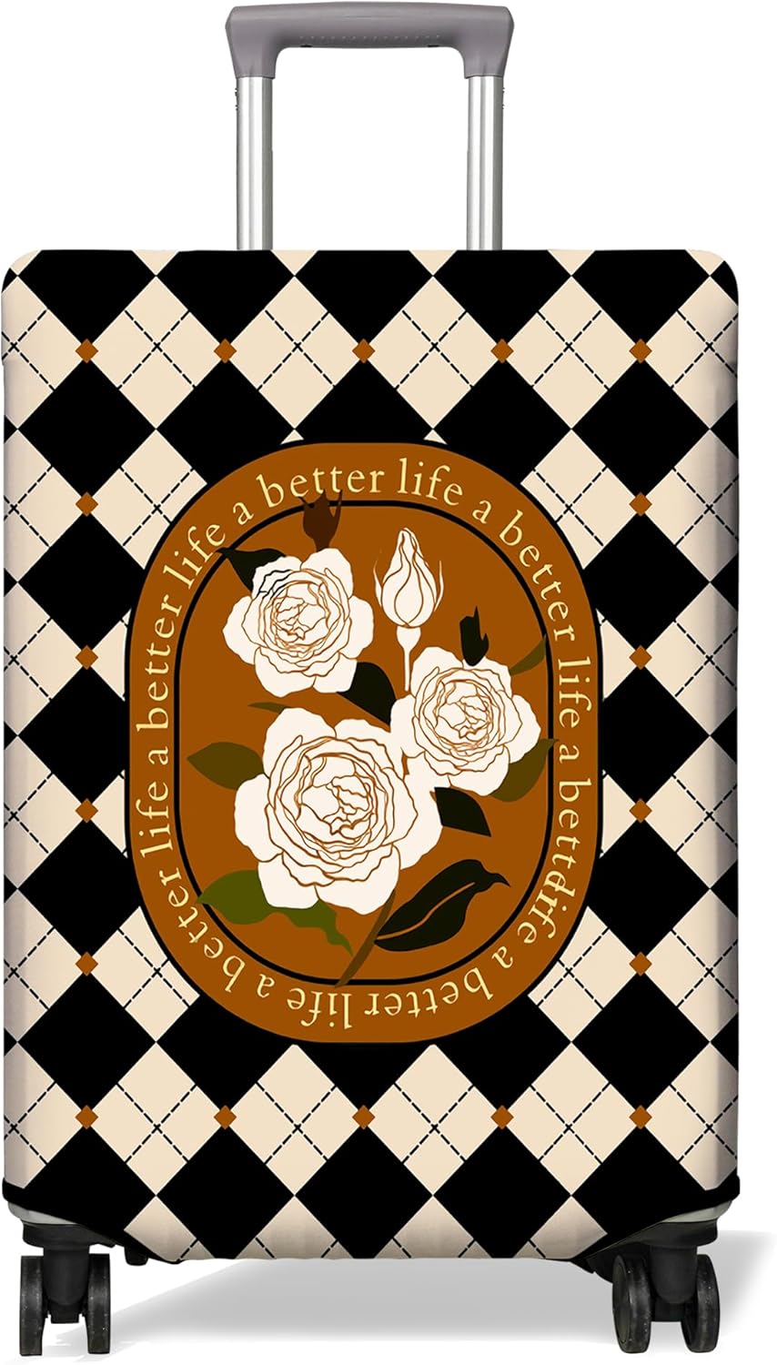 Travel Luggage Cover Suitcase Protector Fits 18-32 Inch Wheel Covers PatternedTravel Related Items Flower Luggage Protector Elastic S