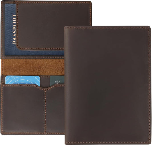 Jack&Chris Leather Passport Holder, Handmade Passport cover, Travel Wallet Cover Case for Men and Women, Leather Travel Documents Organizer Protector, JC107