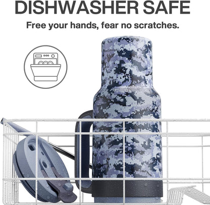 40 oz Camo Tumbler with Handle, 2-in-1 Straw and Sip Lid, Leakproof, Dishwasher Safe, Insulated Stainless Steel Travel Coffee Mug, Keeps Cold for 34 Hours, Fits in Car Cup Holder (Navy Digital)