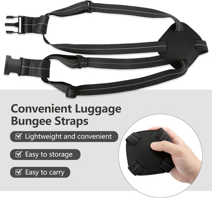 Luggage Bungee Strap - Adjustable Elastic Luggage Straps with Buckle for Attaching Roller Bags, Black Strap for Suitcases Handle Carry On Add Bag, Backpack, Purse, Rolling Bag, Handbag