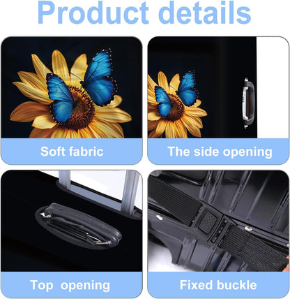Luggage Cover Washable Suitcase Protector Anti-scratch Suitcase cover Fits 20-34 Inch Luggage (Sunflower, L(28-30inch suitcase))