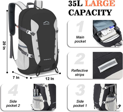 Hiking Backpack,Large 35L Travel Backpacks for Men Women,Water Resistant Ultra Lightweight Foldable Packable Camping Daypack for Outdoor Sports