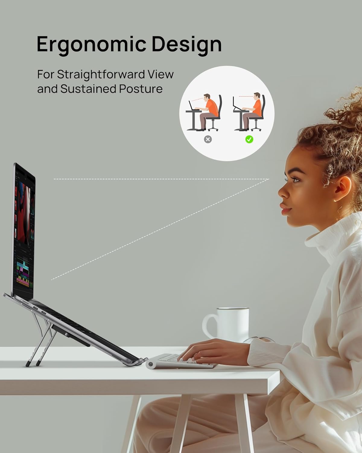 SODI [Innovative Compact] Foldable Laptop Stand for Desk, Lightweight Portable Laptop Stand for Business Trip, Library, Cafe, 6 Level Height Ergonomic Aluminum Computer Stand for MacBook 10-16"