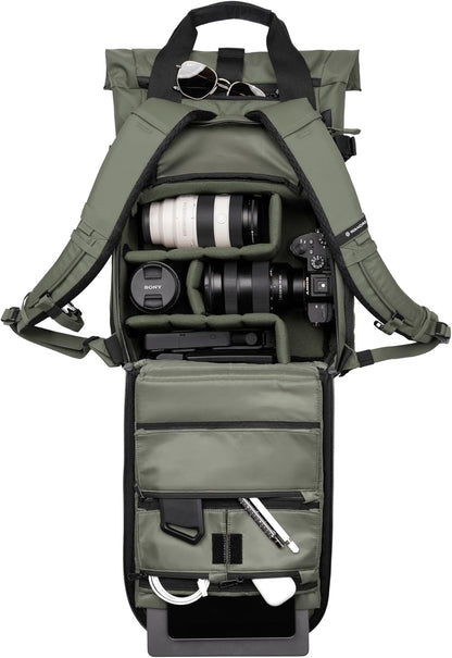 WANDRD All New PRVKE 15L V4 Camera Backpack: Built-In Camera Cube Travel Backpack with Quick Side Access, Rolltop Expansion, Clamshell Opening, Magnetic Tote Handles