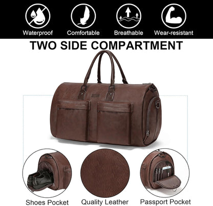 Modoker Rolling Garment Bag for Travel Wheeled Duffel Bag Luggage Suit Travel Bags for Men and Women,3 in 1 Carry on Convertible Garment Bag with Wheels,Dark Brown