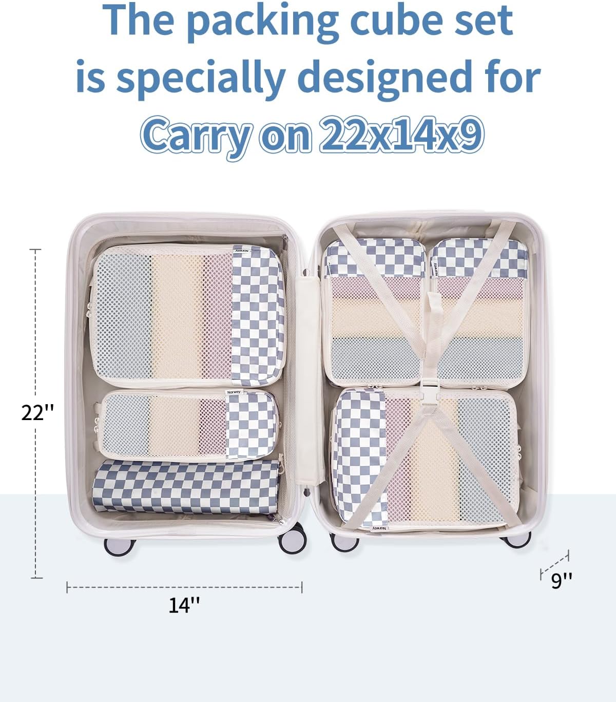 Narwey 6 Set Compression Packing Cubes for Travel Kids Women Carry on, Packing Organizers Bag for Backpack Luggage Suitcase Duffle Bags