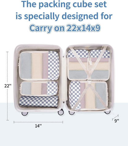 Narwey 6 Set Compression Packing Cubes for Travel Kids Women Carry on, Packing Organizers Bag for Backpack Luggage Suitcase Duffle Bags