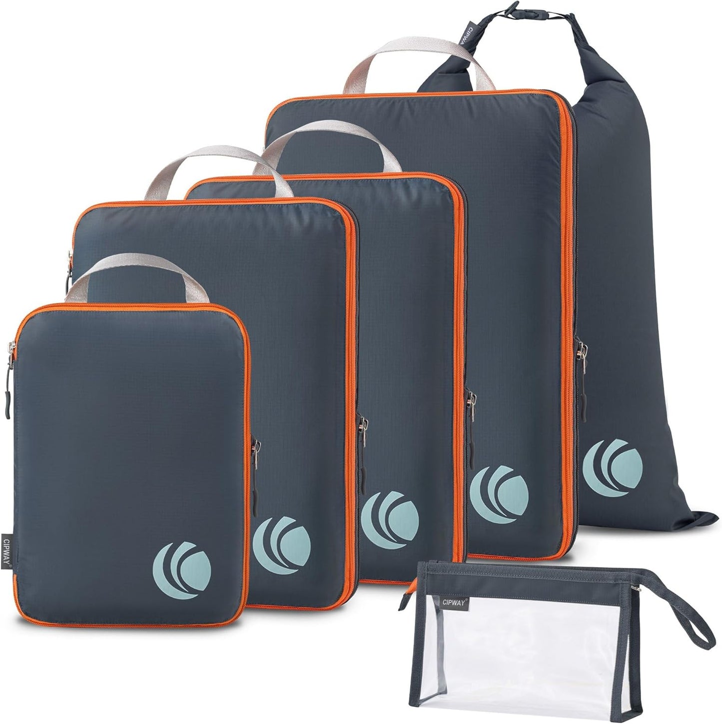 Cipway Compression Packing Cubes, Ultralight Luggage Organizer Bags with Laundry Bags and Clear Toiletries Bag, Travel Essentials for Carry on Suitcase (6 Piece,Gray)