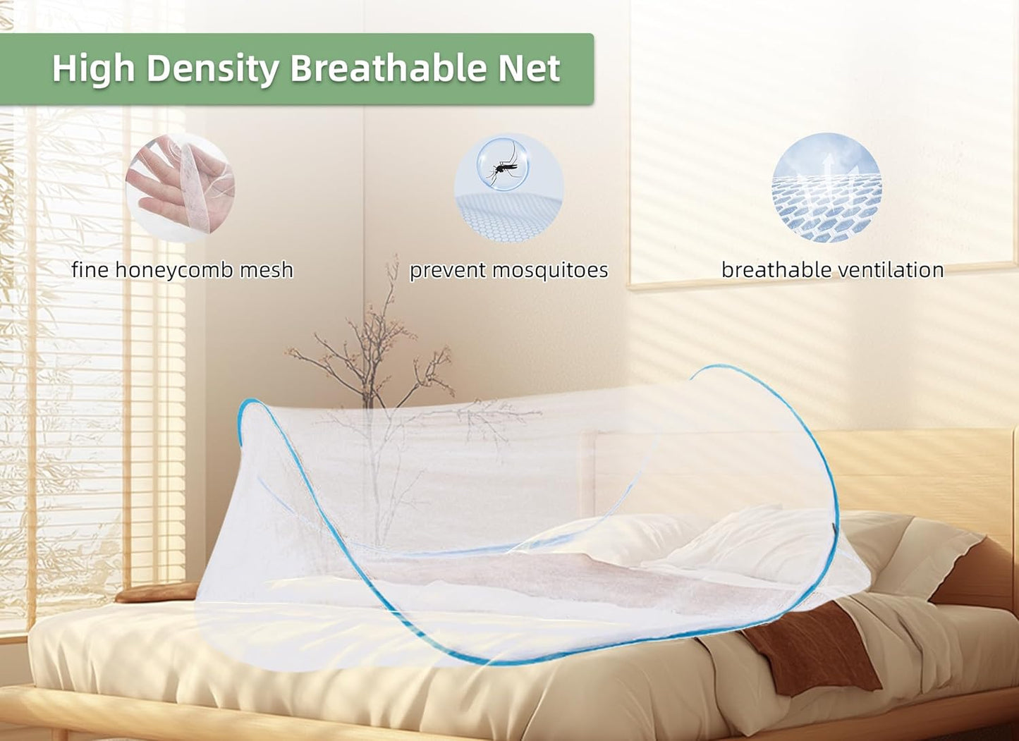 78 * 32 * 22 Inch Large Up Mosquito Tent, Portable Foldable Mosquito Net, Camping Mosquito Net with Net Bottom, for Bed Camping Travel Patio (Blue)