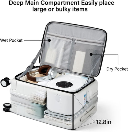Hanke Hardside Expandable Checked Luggage, 24 Inch Top Opening Trunk Luggages with Spinner Wheels, All-PC Hard Shell Suitcase, Lightweight TSA Checked-Medium(Smoke White, 83L)