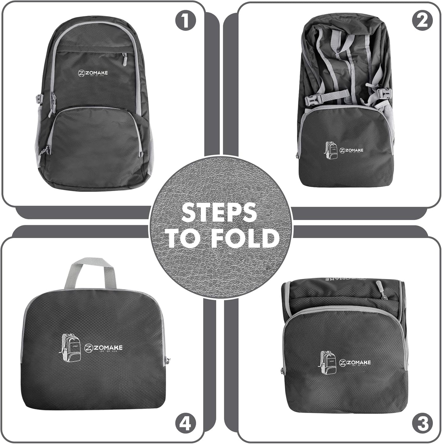 ZOMAKE Lightweight Packable Backpack 30L, Foldable Hiking Backpacks Water Resistant Compact Folding Daypack for Travel(Dimgray)