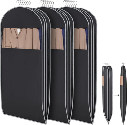 KEEGH Space Saving Hanging Garment Bag with Self Compression Zipper, 50 Inch Garment Bags for Hanging Clothes with Clear Window, Suit Bags for Closet Storage (3 Pack)