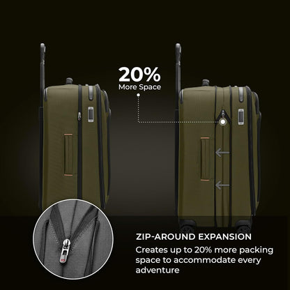 Briggs & Riley 26" Medium Expandable Spinner - Checked Luggage for Travel, Suitcases with Wheels, Softside Rolling Bag for Men & Women - ZDX Collection, Hunter