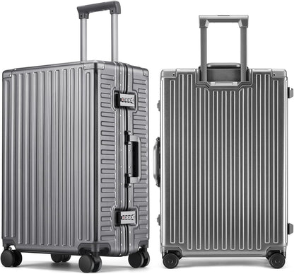 ROAMING Zipperless Luggage Airline Approved with Polycarbonate Aluminum Frame, Lightweight Hardside Luggage with Spinner Wheels, Metal Travel Luggage with Double TSA Locks, Carry On 20 Inch, gray