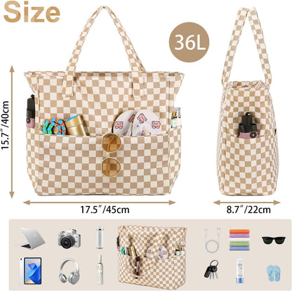 Waterproof Beach Tote Pool Bags for Women Ladies Extra Large Gym Tote Carry On Bag With Wet Compartment for Weekender Travel