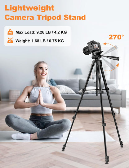 JOILCAN Phone Tripod Stand, 68" Tripod for iPad iPhone Tablet with Remote Universal Holder Carry Bag, Travel Aluminum Tripod for Video Recording Photos Vlogging Compatible with iPad Pro iPhone Camera