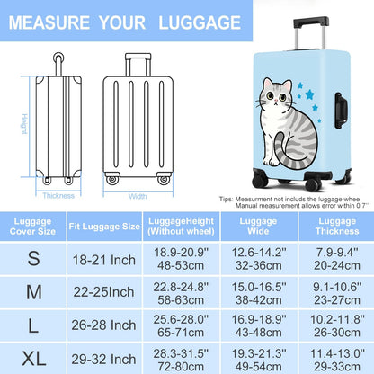 Luggage Cover Washable Suitcase Protector Anti-scratch Suitcase cover Fits 20-34 Inch Luggage (Cat, L(28-30inch suitcase))