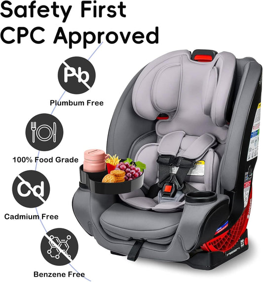 Kids Car Seat Tray, Travel Tray with Cup Holder for Toddler Baby, Kids Car Seat Food Snack Organizer for Road Trip, Stroller snack Organizer Travel Must Haves Toddler Must Haves (Black)