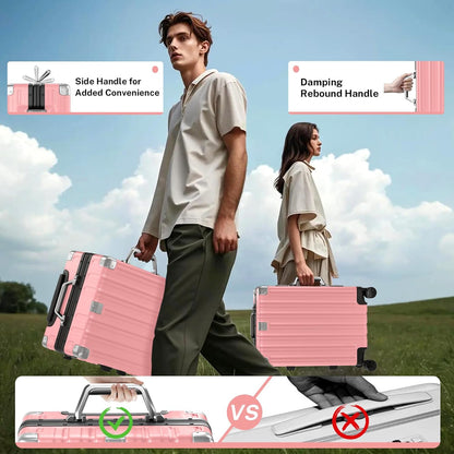 Krute Aluminum Frame Luggage 28 Inch TSA Lock No Zipper Luggages Checked Suitcase with Spinner Wheels Hardshell Lightweight PC+ABS Large Suit Case