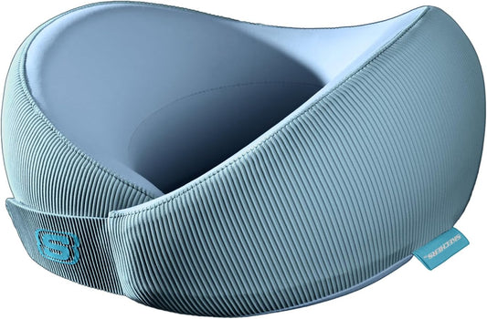 Skechers Women's Memory Foam Neck Pillow, Comfortable & Breathable Travel Pillow,Neck Pillow Airplane for Travel, Car Rides, Home, and Office Use, Ergonomic Design for Men and Women,Light Blue